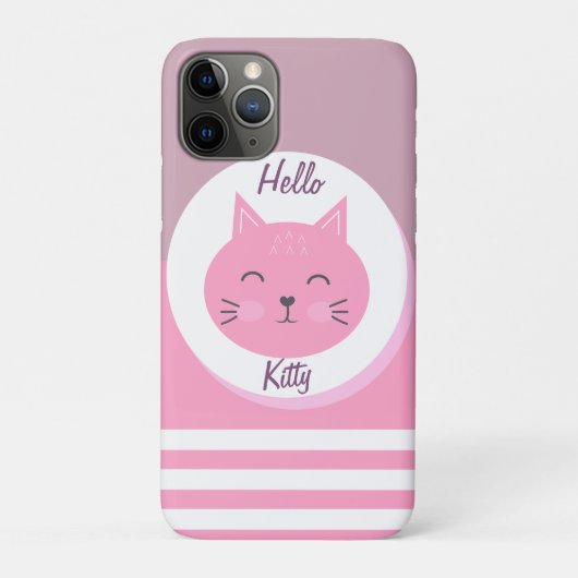 Hallo Kat iPhone 11 Pro Hoesje Wit & Roze Kleur (Achterkant)