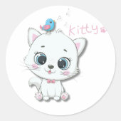 hallo Kat Ronde Sticker (Voorkant)