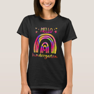 Hallo Katern Tie Dye Regenboog Leraar Terug Naar T-shirt