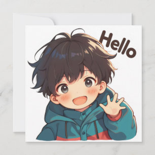 Hallo Kawaii Anime Jongen Feestdagenkaart