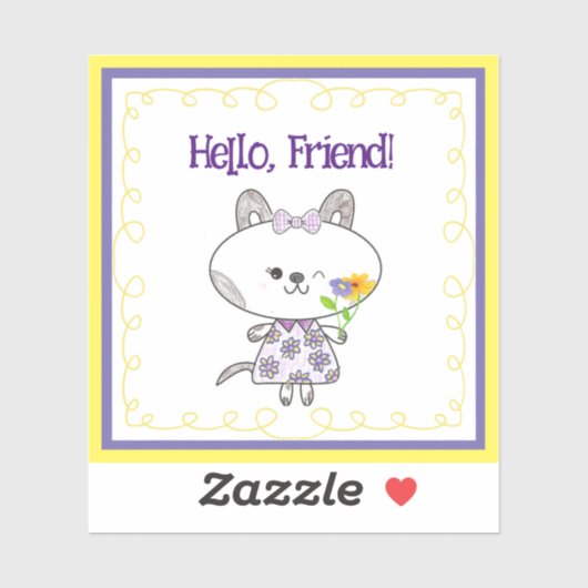 Hallo Kawaii Cat Winking Sticker (Vel)