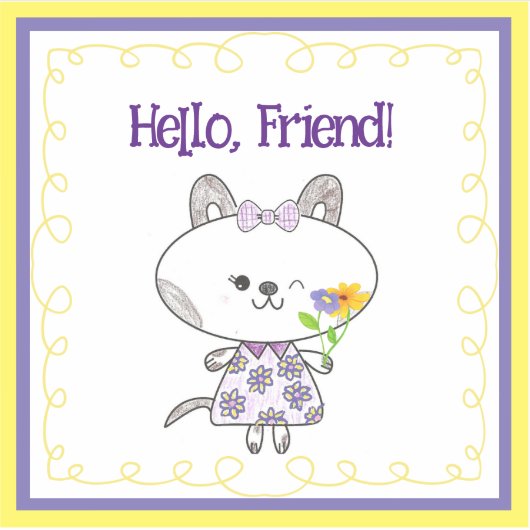 Hallo Kawaii Cat Winking Sticker (Voorkant)
