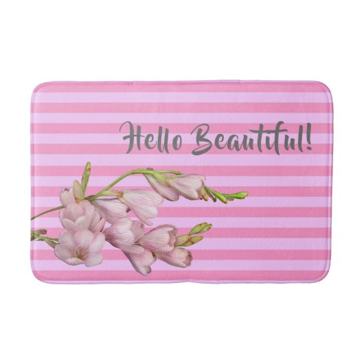 Hallo Kersenbloesems roze stroken Badmat (Voorkant)