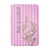 Hallo Kersenbloesems roze stroken Badmat (Voorkant Verticaal)