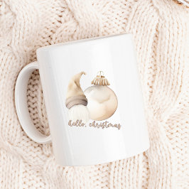 Hallo Kerst Beige Gnome Ornament Koffiemok