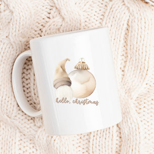Hallo Kerst Beige Gnome Ornament Koffiemok