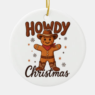 Hallo Kerst Cowboy Peperkoek Westers Landelijk Keramisch Ornament