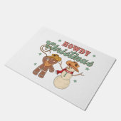 Hallo Kerst Cowboy Sneeuwman Westers Grappig Deurmat (Schuin)