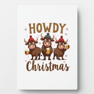 Hallo Kerst Grappige Hoogland Koe Xmas Koeien Lief Fotoplaat