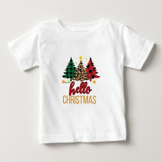Hallo Kerst Plaid Leopard Trees Custom Name (Voorkant)