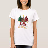 Hallo Kerst Plaid Leopard Trees Custom Name T-shirt (Voorkant)