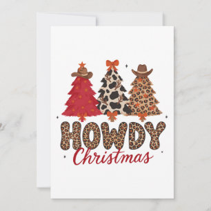 Hallo Kerst Pluizige Bomen Cowboyhoeden Luipaard Kaart