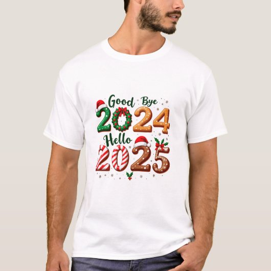 Hallo Kerst T-shirt Tot ziens 2024 (Voorkant)