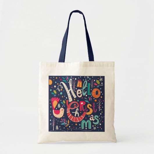 hallo kerstkleurig tekstontwerp tote bag (Voorkant)
