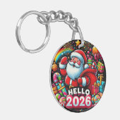 Hallo Kerstman 2026 Kerstmis Nieuwjaar Sleutelhanger (Voorkant Links)