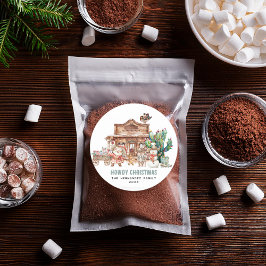 Hallo Kerstmis | Leuke Westerse Woestijn Ronde Sticker