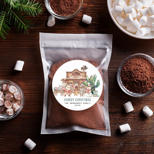 Hallo Kerstmis | Leuke Westerse Woestijn Ronde Sticker