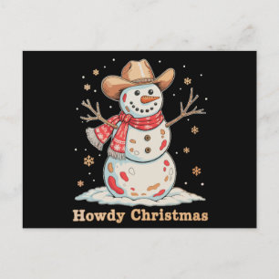 Hallo Kerstmis Sneeuwman Westerse Cowboy Kerstmis Feestdagenkaart