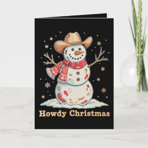 Hallo Kerstmis Sneeuwman Westerse Cowboy Kerstmis  Kaart
