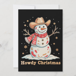 Hallo Kerstmis Sneeuwman Westerse Cowboy Kerstmis Kaart