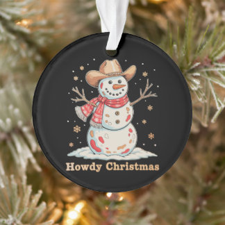Hallo Kerstmis Sneeuwman Westerse Cowboy Kerstmis  Ornament