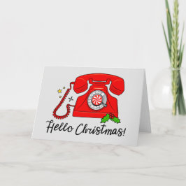 Hallo Kerstmis!Telefoon Retro Feestdagen Kaart