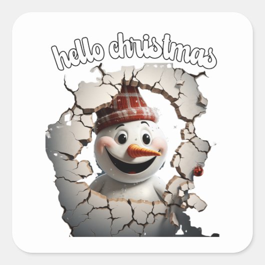hallo Kerstmis Vierkante Sticker (Voorkant)