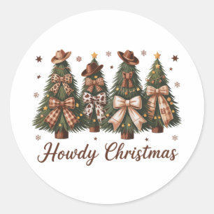 Hallo Kerstmis Western Kerstboom Luipaard Boog Ronde Sticker