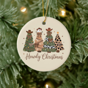 Hallo Kerstmis Western Retro Boom Cowboy Cowgirl  Keramisch Ornament