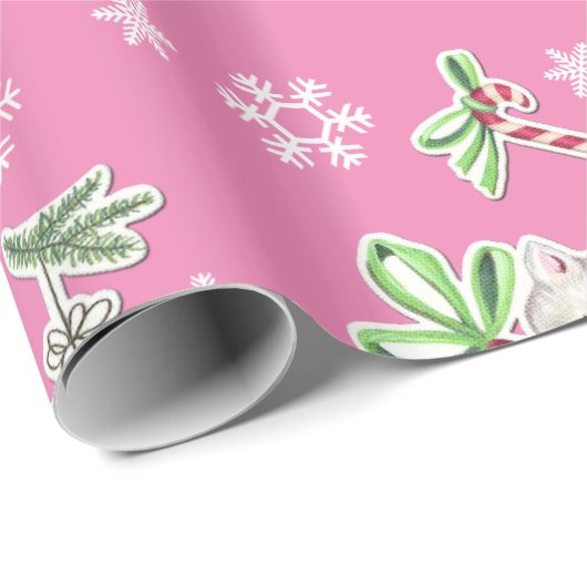 hallo Keukenkerstpapier in roze Cadeaupapier (Rol Hoek)