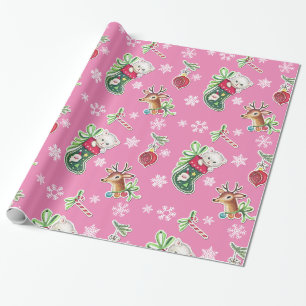 Hallo Keuten kerstpapier in roze Cadeaupapier