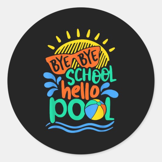 Hallo Kind Bye Bye School Ronde Sticker (Voorkant)