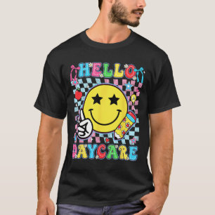 Hallo kinderdagverblijf terug naar school eerste d t-shirt