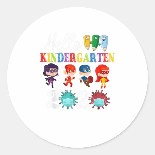 hallo Kindergarten 2020 Terug naar school Ronde Sticker (Voorkant)