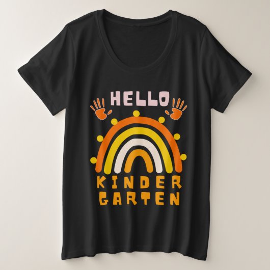 hallo KINDERGARTEN - COOL RAINBOW Grote Maat T-shirt (Design voorkant)