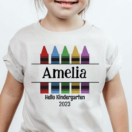 hallo Kindergarten Crayon T-shirt