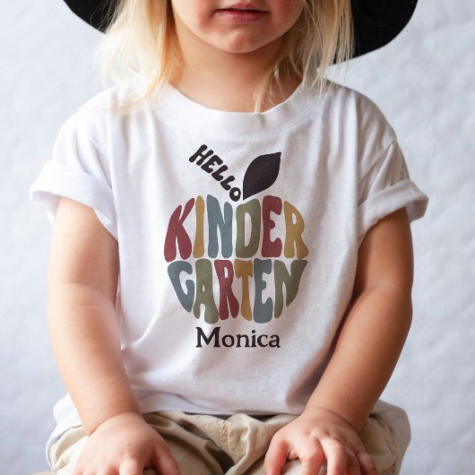 hallo Kindergarten Eerste dag van de schoolkoffieo Kinder Shirts