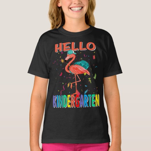hallo Kindergarten Flamingo terug naar school T-shirt (Voorkant)
