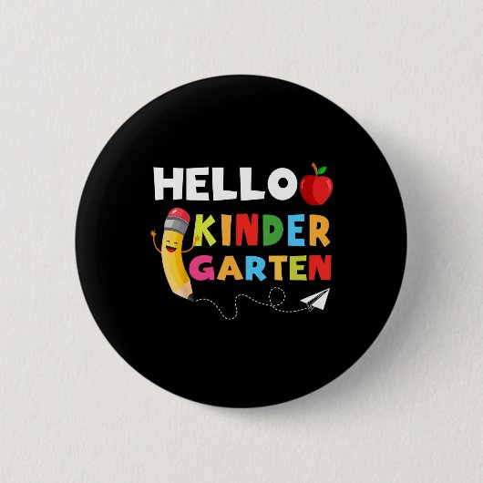 hallo Kindergarten Kindergarten Terug naar Schoo Ronde Button 5,7 Cm (Voorkant)