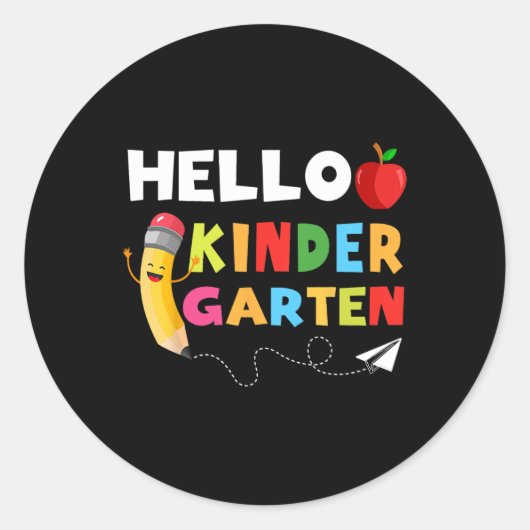 hallo Kindergarten Kindergarten Terug naar Schoo Ronde Sticker (Voorkant)