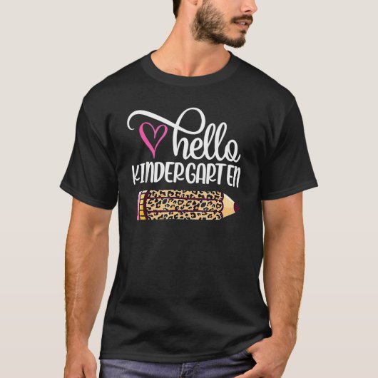 hallo Kindergarten Leopard Pencil Terug T T-shirt (Voorkant)