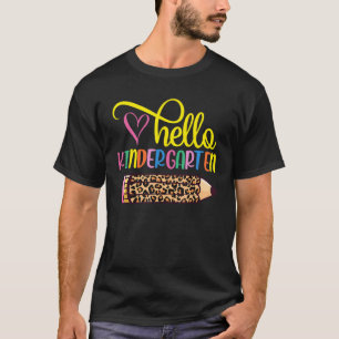 hallo Kindergarten Leopard Pink Pencil T-shirt