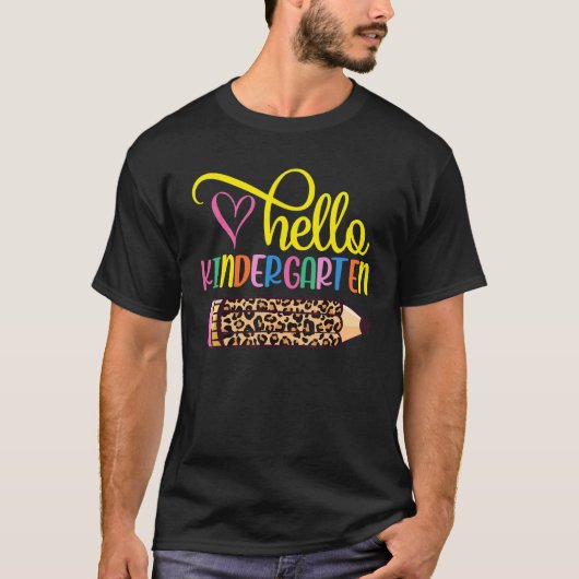 hallo Kindergarten Leopard Pink Pencil T-shirt (Voorkant)