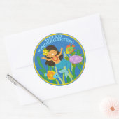 hallo Kindergarten! Little Girl Mermaid en Fish Ronde Sticker (Envelop)