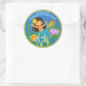 hallo Kindergarten! Little Girl Mermaid en Fish Ronde Sticker (Tas)