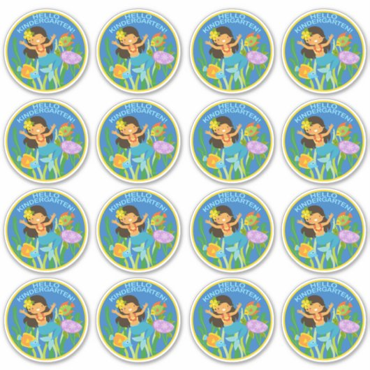 hallo Kindergarten! Mermaid School Sticker (Voorkant)