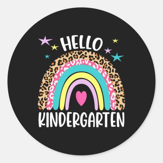 hallo Kindergarten Rainbow, eerste dag terug naar  Ronde Sticker (Voorkant)