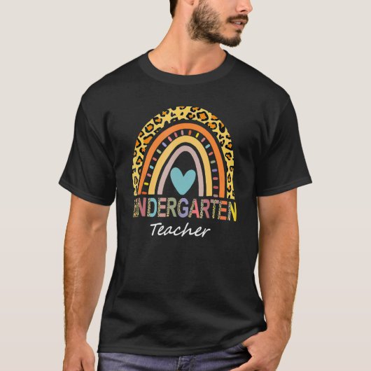 hallo Kindergarten Rainbow Leopard terug naar scho T-shirt (Voorkant)