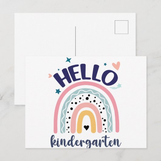 hallo Kindergarten Retro Rainbow voor leraren Briefkaart (Voorkant / Achterkant)
