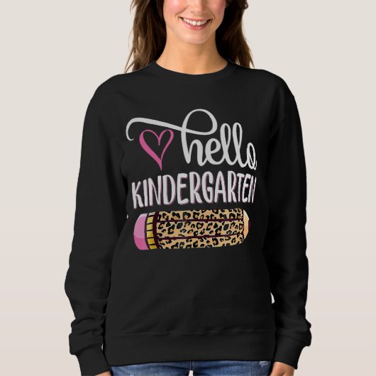 hallo Kindergarten roze luipaard potlood terug naa Trui (Voorkant)